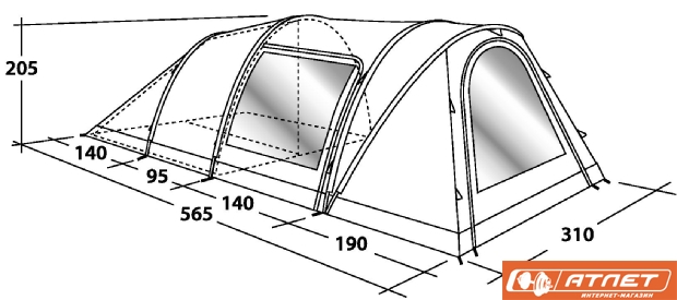 Палатка туристическая Outwell NEWPORT L + матрас 2-х местный в подарок