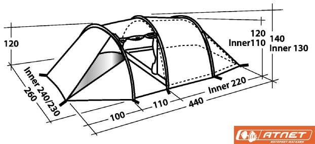 Палатка туристическая Easy Camp SPIRIT 400 + матрас 2-х местный в подарок