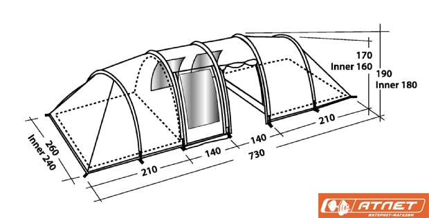 Палатка туристическая Easy Camp GALAXY 800 + матрас 2-х местный в подарок