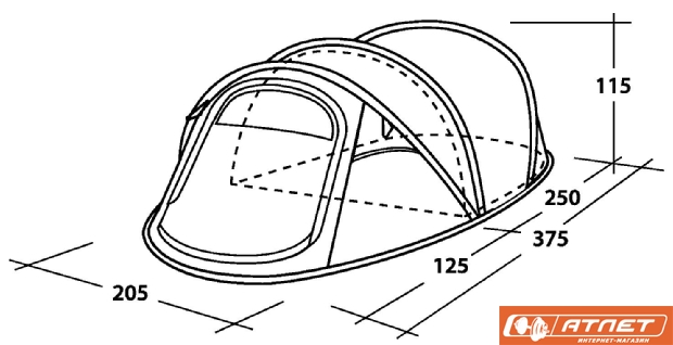 Палатка туристическая Outwell FUSION 300 + матрас 2-х местный в подарок