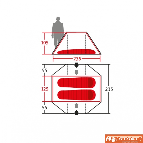 Палатка Wechsel Pioneer 2 Unlimited (Green) + коврик надувной 2 шт