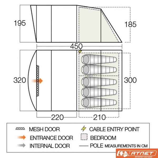 Палатка Vango Ashton 500 Treetops + матрас в подарок