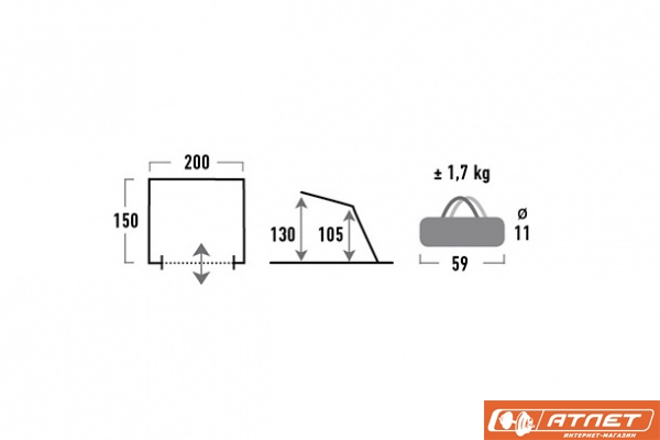 Палатка High Peak Evia 50 (Aluminium/Dark Grey)