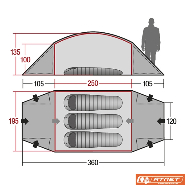 Палатка Wechsel Conqueror 3 Zero-G (Orange) + коврик надувной 3 шт