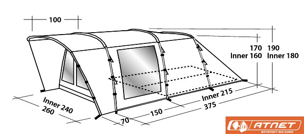 Палатка туристическая Easy Camp PALMADALE 400 + матрас 2-х местный в подарок