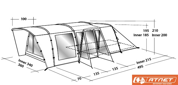 Палатка кемпинговая Easy Camp PALMADALE 600 + матрас 2-х местный в подарок