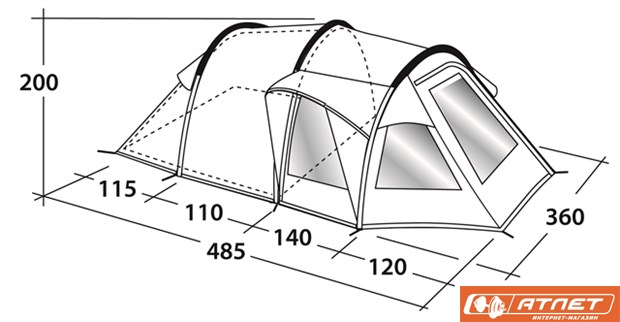 Палатка туристическая Outwell Nevada 5 + матрас 2-х местный в подарок