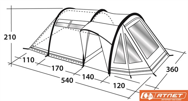 Палатка туристическая Outwell PREMIUM NEVADA MP + матрас 2-х местный в подарок