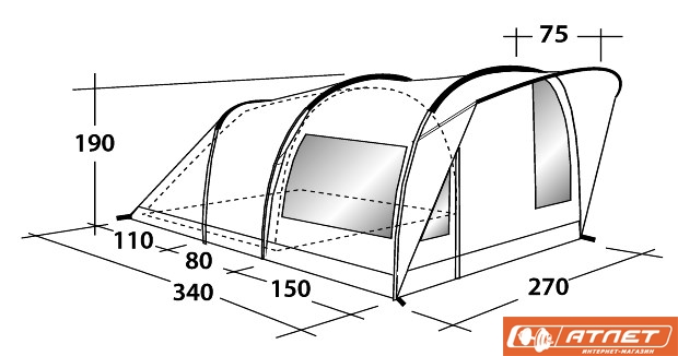 Палатка кемпинговая Outwell Rockwell 3P + матрас 2-х местный в подарок