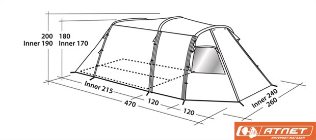 Палатка туристическая Easy Camp HUNTSVILLE 400 + матрас 2-х местный в подарок