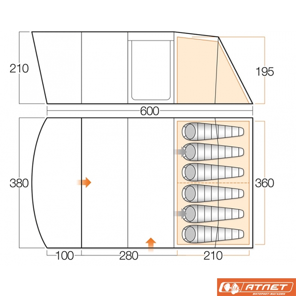 Палатка Vango Avington 600 Herbal + мангал в подарок