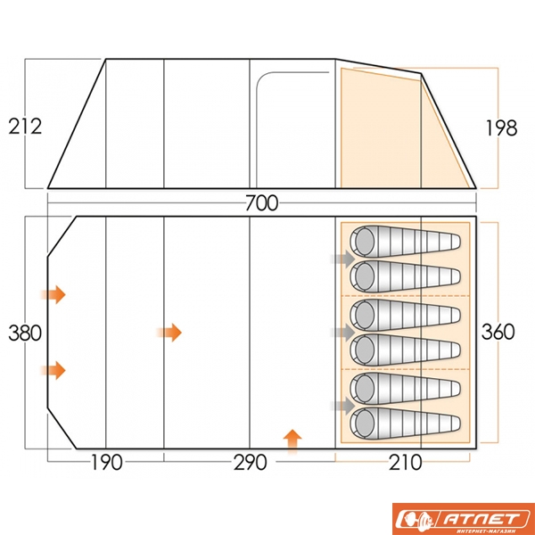 Палатка Vango Neva 600XL Herbal + мангал в подарок